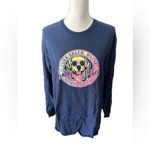 Delta York Beach Maine Golden Retriever Graphic Long Sleeve T-Shirt